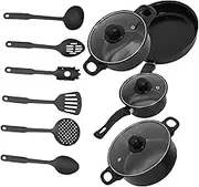 PAMINGONO 7Pcs Cast Iron Cookware Set Nonstick Frying Pans Cooking Pots for Reliable Performance High Temperature Resistant Comfortable Handles for Secure Cooking