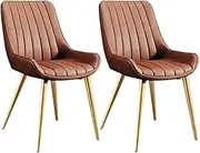 AUPRES Modern Modern Kitchen Dining Chairs Set of 2 Living Room Side Chairs with Soft PU Leather Cover Cushion Seat and Metal Legs(Red,Gold feet)