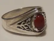 Celtic Tree of Life Ring .925 Sterling Silver Sz 10.5 Genuine Carnelian gem USA