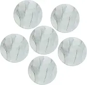 6pcs Marble Drink Coasters Set with Cork Base & Holder - Premium Gloss-Finish Coaster Reusable Coasters for Coffee Tables, Bars, Apartments - Perfect for Mugs, Glasses, Cups, and Beer (Gray-Glossy)