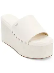 DKNY Alvy Studded Platform Wedge Slide Sandals, Eggnog, 9M