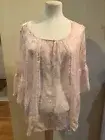 LC Lauren Conrad Sheer Floral 3/4 Sleeve Light Pink Lace Boho -Size XL NWT