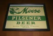 MOOSE PILSENER BEER FRAMED COLOR AD PRINT - MOOSE BREWING CO. - ROSCOE, PA.
