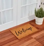 Welcome Coir Door Floor Mat with PVC backing - 40cm x 60cm