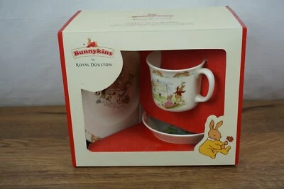 NEW bunnykins by royal doulton children's 3pc set Plate Cereal Bowl Handle Mug