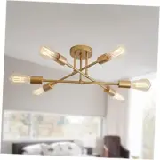 Gold Modern Sputnik Chandelier Ceiling Light Fixtures,6-Lights Gold-6