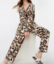 NEW PETER ALEXANDER LEOPARD BAMBOO FLANNELETTE PJ TOP & PANTS SET XXS RRP$119