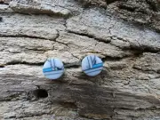 Buffalo Turquoise Gemstone Petite Handcrafted Post Earrings Sterling Silver AF24