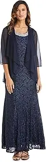 [R&M Richards] Women's Shimmering Lace Off-Shoulder Fishtail Evening Gown Mother of The Bride Dresses