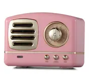 Creative Retro Bluetooth Audio Mini Portable High Quality with FM Bluetooth Small Speaker-Pink