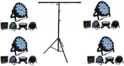 MR DJ LS100 Stand & 4 MEGA354 Slim Disco DJ Party Club Stage Show Lighting Flat
