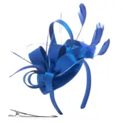 Sinknap Fascinators Hat with Headband Clips Feather Embellished Headpiece Tea Party Wedding Halloween Girls Performance Hat Blue