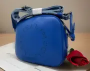 AUTH NWT Stella McCartney Perforated Logo Alter Napa Camera Bag In Jewel Blue