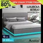 ALFORDSON Bed Frame Queen Size Platform RGB LED Gas Lift Base Storage Grey