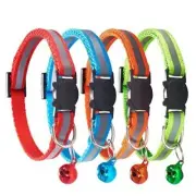 50 Adjustable Reflective Nylon Breakaway Cat Collar Bell For kitten wholesale