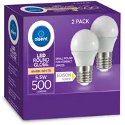 Olsent Led Round Es 5.5W 500Lm Ww Round Globe 5.5 Watt 2 pack