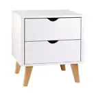 NNEDSZ 2 Drawer Wooden Bedside Tables - White