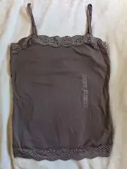 ANN TAYLOR TANK TOP NEW WITH TAGS Women's Small S Brown Purple Mauve Lace Trim
