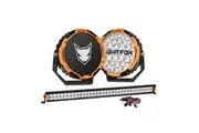 LIGHTFOX 9" Osram LED Driving Lights + 40" Dual Row LED Light Bar + Wiring Kit