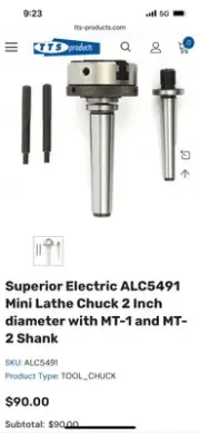 Big Horn 2” Dia Mini Chuck Mt-1 & Mt-2 Shank Model ALC5491