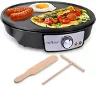Electric Griddle & Crepe Maker | Nonstick 12 Inch Hot Plate Cooktop | Adjustable