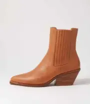 New Mollini Rowe Tan Natural Heel Leather Ankle Boots Womens Shoes Casual