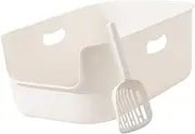 Leefasy Cat Litter Box Litter Pan, Open Top, High Sided, for Kitten, Small and Medium Animals, L