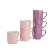 Argon Tableware Tea Coffee Ceramic Contemporary Coloured Mugs - 340ml - Pink & Purple - Set Of 6