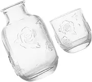 LABRIMP Glass Pot Set Water Carafe Water Carafe with Cup Cup Flower Vintage Glassware Tea Pots for Tea Party Vintage Teapot Flower Mug Decorative Teapot Retro Glassware Glass Transparent