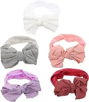 SUPVOX 5Pcs Bow Headbands Soft Elastic Nylon Hair Accessories Grey for Daily Wear and Special Occasions Shower present