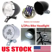 Classical Chrome Silver LED Bike Headlight Bicycle Retro Light Front Head Lamps