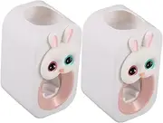 IWOWHERO 2pcs Automatic Toothpaste Dispenser Kids Cartoon Rabbit Electric Toothpaste Squeezer Self Adhesive Wall Mounted for Bathroom Accessories