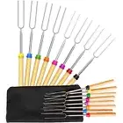 8x32''Telescoping BBQ Marshmallow Roasting Sticks barbecue Skewers Hot Dog Fork