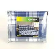 Remington Queen Sheet Set Blue White Checkered Cabin Hunting New