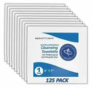 Cleansing Towelettes Antiseptic 5" x 7" Wipes (125 Count) Hand and Body Wet Napk