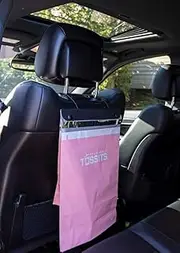 Disposable Car Trash Bag Hanging (Pink, 3 Pack, Set of 21) - Leak-Proof, Smell-Proof Automobile Trash Container, Eco-Friendly, Thick, Large 12x15 Car Trash Bin with Sturdy Header Board
