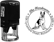 Printtoo Custom Round German Shepherd Dog Address Rubber Stamp Personalized Self Inking Gift Idea-Black