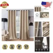 2-Pack Camel Beige Velvet Blackout Panels - Soundproof & Room Darkening 52 x 108