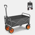 8 Inch Wheel Black Folding Beach Wagon Cart Trolley Garden Outdoor Picnic