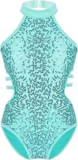 [Hedmy] Kidsgymnastics Leotards For Girls Sleeveless Shiny Sequin Leotard Dancing Ballet Athletic Jumpsuit