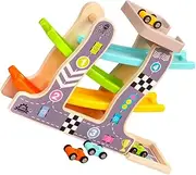 Wooden Educational Toy Track Car Glider Early Learning Plaything Safe for Children