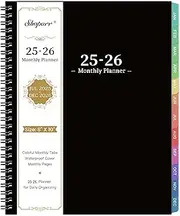 Monthly Planner 2025-2026 - JUL 2025 - DEC 2026 Monthly Planner/Calendar, Planner with Colorful Tabs, Planner for Daily Organizing - Waterproof Cover (8" x10", Notes Pages, Black)