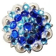 65HS 32 Turquoise Blue Crystals Berry Concho Rhinestone Headstall Saddle