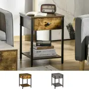 HOMCOM 21" Industrial Style Bedside End Table Night Stand w/ Steel Frame
