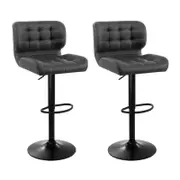 Artiss Set of 2 Grey PU Leather Gas Lift Bar Stools