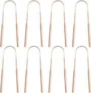 Ousyaah 8-Piece Copper Tongue Scrapers, Classic U-Shaped Tongue Scraper for Adults, Portable Metal Tongue Scraper for Oral Care and Hygiene, Tongue Cleaner for Relief Bad Breath and Fresh Breath
