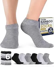 [Pembrook] Viscose Bamboo Socks Mens and Women - 6 Pairs | Low Cut Thin Socks Women | Lightweight Thin Ankle Socks for Women