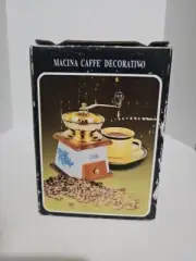 Wood Manual Coffee Grinder Antique Wooden Hand Crank Coffee Bean Mill NIB