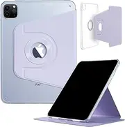 DMaos for iPad Pro-6 5 4 3 (12.9'') Case, Magnetic Detachable Smart Cover, 360° Rotation Foldable Stand - Lavender