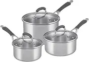 RACO Reliance 3 Piece Stainless Steel Saucepan Set - Induction Cookware with Tempered Glass Lids, Dishwasher & Oven Safe - 16cm, 18cm, 20cm Pans with Heat Resistant Handles